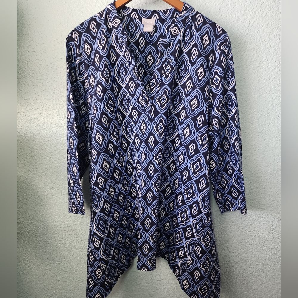 Chico's tunic style blouse asymmetrical hem